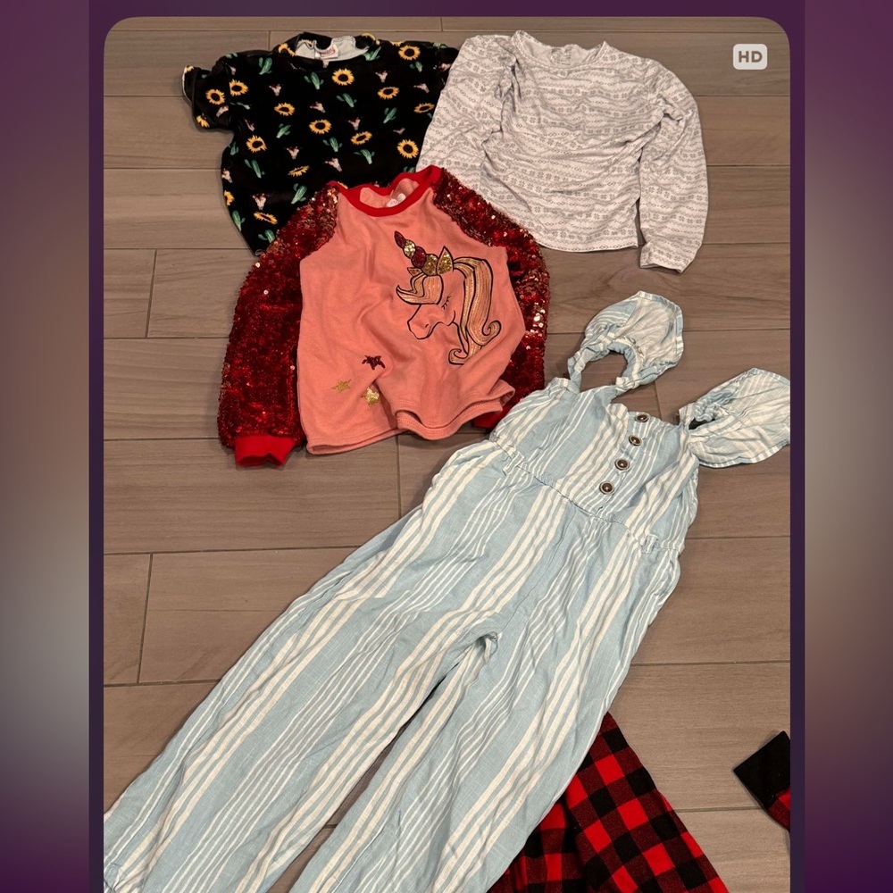 5pc bundle lot girls size 7 3 shirts 1 romper 1 pj top no stains or wear